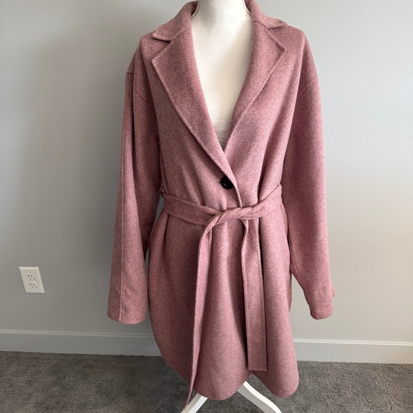 Sam Edelman Belted Wool Blend Coat Dusty Rose Size XXL - Picture 1 of 10